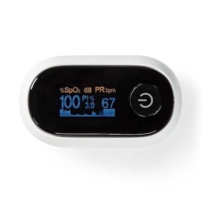 Nedis SmartLife Pulse Oximeter | Bluetooth® | OLED-Scherm | Anti-bewegingsinterferentie / Auditief alarm / Polsslag / Zuurstofverzadiging (SpO2) | Wit