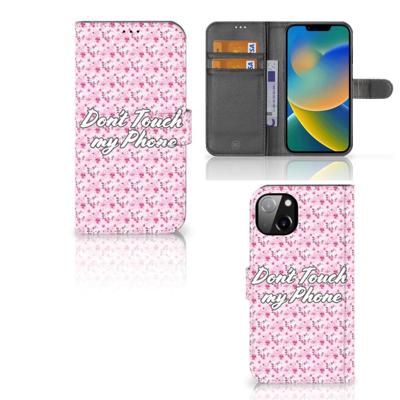 iPhone 14 Plus Portemonnee Hoesje Flowers Pink DTMP iPhone 14 Plus Portemonnee Hoesje Flowers Pink DTMP