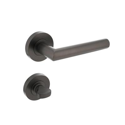 Deurkruk Bastian op ronde rozet met nokken ø52x10mm en WC sluiting 8mm antraciet-grijs