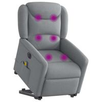 Sta-op-massagestoel elektrisch verstelbaar stof lichtgrijs - thumbnail