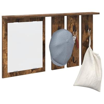 Wandgemonteerde kapstok met plank Gerookt eiken 85 x 10 x 45 cm