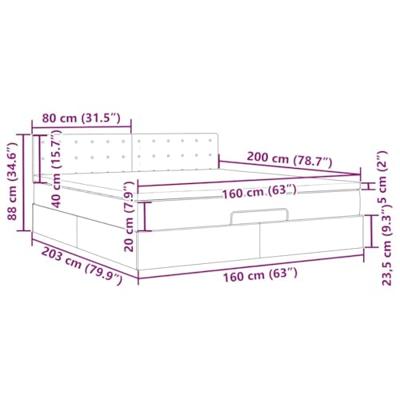 Bed poef met matrassen en LED's 160x200cm kunstleer grijs