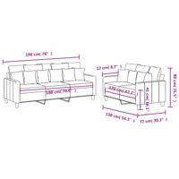 3-delige Loungeset met kussens stof taupe - thumbnail