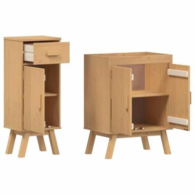 Badkamermeubelset met lade 2 pcs Bruin Massief grenenhout