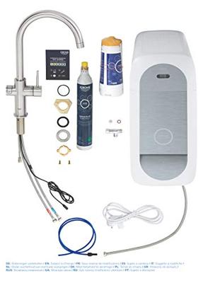 Bruisendwater Keukenkraan GROHE Blue Home Duo Starterkit Chilled en Sparkling Water C Uitloop RVS Look