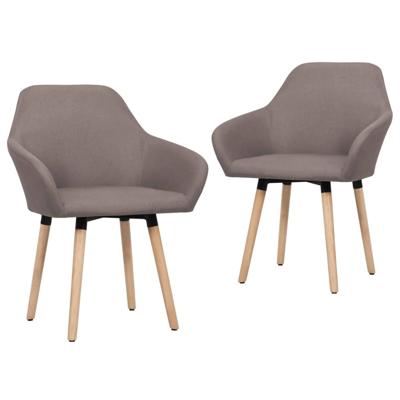 VidaXL Eetkamerstoelen draaibaar 2 st stof taupe VidaXL Eetkamerstoelen draaibaar 2 st stof taupe