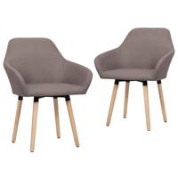 VidaXL Eetkamerstoelen draaibaar 2 st stof taupe - thumbnail