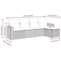5-delige Loungeset met kussens poly rattan bruin - thumbnail