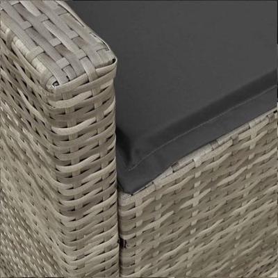 Tuinbank 5-zits met kussens poly rattan grijs