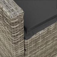Tuinbank 5-zits met kussens poly rattan grijs - thumbnail