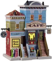 Lemax brownstone café, b/o led verlicht kersthuisje Caddington Village 2019 - thumbnail