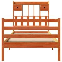 Bed met boekenkast zonder matras grenenhout wasbruin 75x190 cm - thumbnail