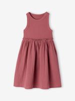 Meisjesjurk zonder mouwen oudroze - thumbnail
