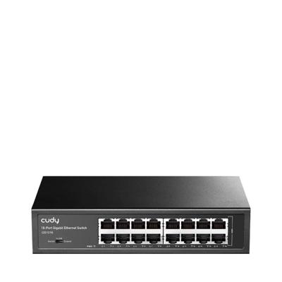 Cudy GS1016 Unmanaged Gigabit Switch voor bedrijven (16 poorten, automatische detectie, 1000 Mbit/s, prestatieoptimalisatie, plug and play), zwart