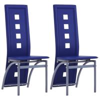 vidaXL Eetkamerstoelen 2 st kunstleer blauw - thumbnail