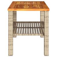 Tuintafel 70x38x42 cm poly rattan en acaciahout beige - thumbnail