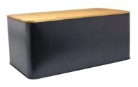 Broodtrommel met plank - zwart - 31x17x14 cm - thumbnail