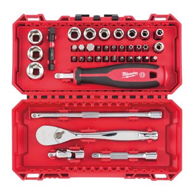 Milwaukee Doppen- en ratelset FOUR FLAT 1/4" in PACKOUT™ Ready Box (38-delig) - 4932498381 Milwaukee Doppen- en ratelset FOUR FLAT 1/4" in PACKOUT™ Ready Box (38-delig) - 4932498381