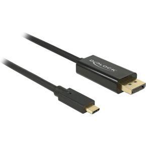 Delock 85255 USB-C-displaykabel USB-C / DisplayPort Adapterkabel USB-C stekker, DisplayPort-stekker 1.00 m Zwart Vergulde steekcontacten