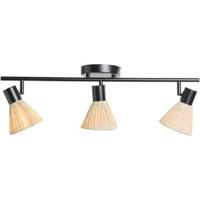 3-spot Raffia E14 - beige/zwart metaal - 21x66x11 cm - thumbnail