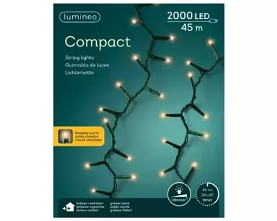 Lumineo Compact ricelights 2000LED 45m klassiek warm