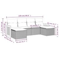 6-delige Loungeset met kussens poly rattan grijs - thumbnail