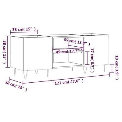 Platenkast 121x38x48 cm bewerkt hout wit - thumbnail