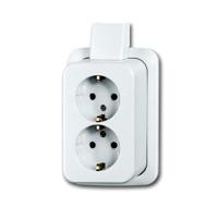 Dubbel stopcontact met randaarde opbouw wit 20 02 EAPKSJW BJ - thumbnail