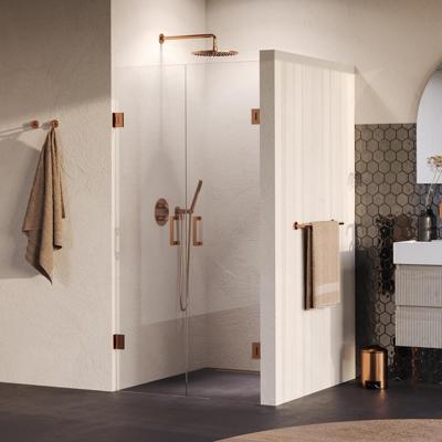 Brauer Void - Pendeldeuren - Helder Glas - 100 x 200 cm - incl. Glascoating - PVD Koper Geborsteld