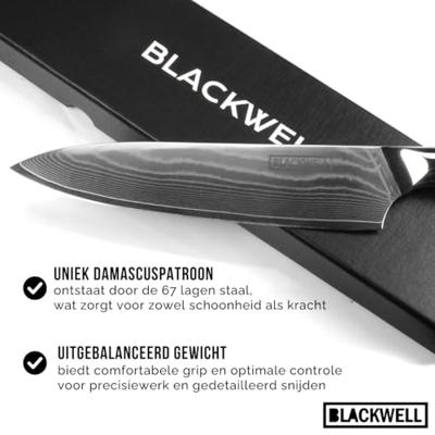 Blackwell Messenset (Koksmes + Groentemes / Nakirimes) - Japanse stijl - 67 lagen damaststaal - VG10 - 2-delig - thumbnail