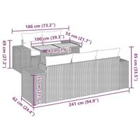 6-delige Loungeset met kussens poly rattan grijs - thumbnail