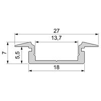 Deko Light 975045 ET-01-12 T-profiel Aluminium (b x h x d) 27 x 7 x 2000 mm 2 m - thumbnail