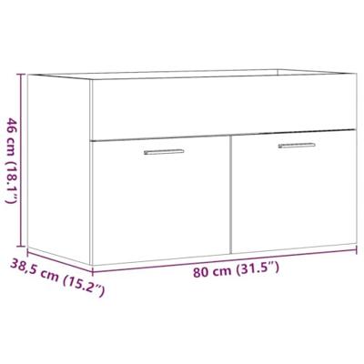 Wastafelkast 80x38,5x46 cm bewerkt hout artisanaal eikenkleur