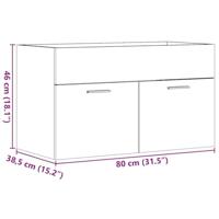 Wastafelkast 80x38,5x46 cm bewerkt hout artisanaal eikenkleur - thumbnail