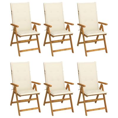Tuinstoelen 6 st inklapbaar met kussens massief acaciahout