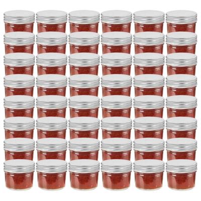 VidaXL Jampotten met zilverkleurige deksels 48 st 110 ml glas