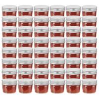 VidaXL Jampotten met zilverkleurige deksels 48 st 110 ml glas - thumbnail