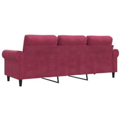 Driezitsbank 180 cm fluweel wijnrood