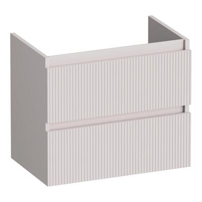 Brauer Joy Wavy - Onderkast Ondiep - 60 cm - met 2 Softclose Lades Greeploos en 1 Sifon Uitsparing - Mat Zand