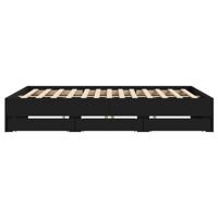 Bedframe met lades bewerkt hout zwart 180x200 cm - thumbnail
