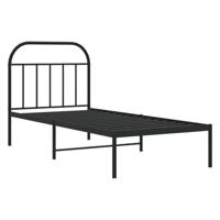 Bedframe met hoofdbord metaal zwart 90x200 cm - thumbnail