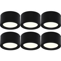 LED Downlight 6 Pack - Opbouw Rond Hoog 10W - Natuurlijk Wit 4200K - Mat Zwart Aluminium - Ø140mm - thumbnail