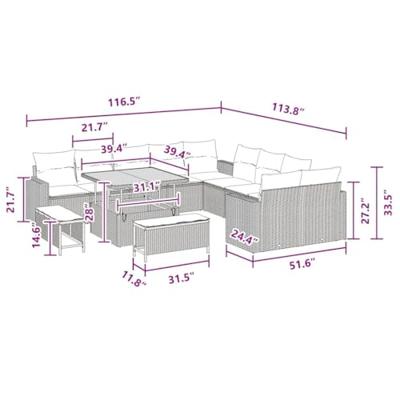 Tuinbankenset 13 pcs Zwart poly rattan
