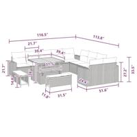 Tuinbankenset 13 pcs Zwart poly rattan - thumbnail