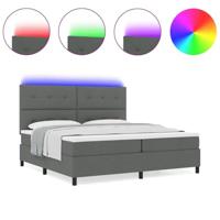 Boxspring bed met matras Donkergrijs 200 x 200 cm Stof - thumbnail