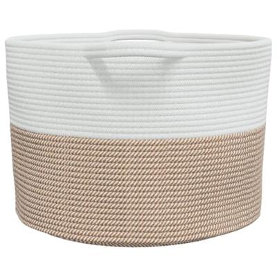 VidaXL Wasmand ø 55x36 cm katoen bruin en wit VidaXL Wasmand ø 55x36 cm katoen bruin en wit