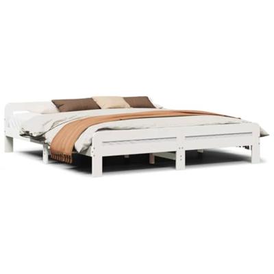 Bedframe zonder matras massief grenenhout wit 180x200 cm