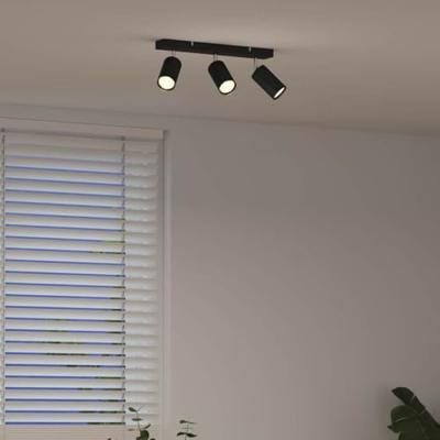 VidaXL Plafondspot met schijnwerpers zwart 38 x 6 x 16 cm metaal