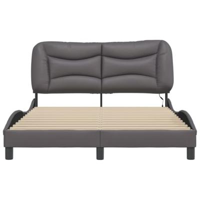 Bedframe met LED zonder matras "Hvar" kunstleer grijs 140x190 cm