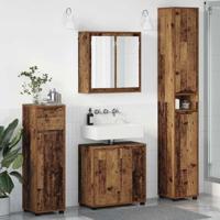 Badkamermeubelset met lade met wiel 4 pcs Oud Hout Bewerkt hout - thumbnail